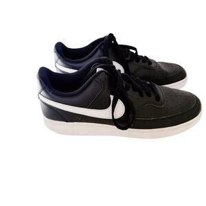 Nike Court Vision Low Next Nature Sneakers Mens 10 Black White Leather Shoes